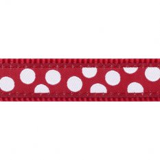 Polostahovací obojek Red Dingo 25 mm x 41-62 cm - White Spots on Red