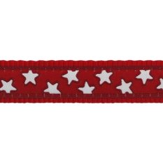 Vodítko Red Dingo přepínací 25 mm x 2 m - Stars White on Red