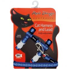 Postroj Red Dingo s vodítkem - kočka - Cosmos Blue