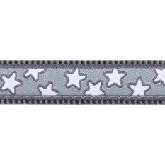 Polostahovací obojek Red Dingo 20 mm x 33-50 cm - Stars White on Grey