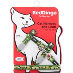 Postroj Red Dingo s vodítkem - kočka- Camouflage Green