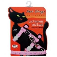 Postroj Red Dingo s vodítkem - kočka - Breezy Love Pink