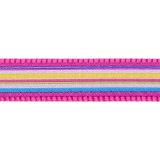 Postroj Red Dingo 12 mm x 30-44 cm - Horizontal Stripes Hot Pink