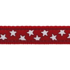 Obojek Red Dingo 25 mm x 41-63 cm - Stars White on Red