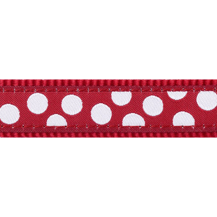 Obojek Red Dingo 25 mm x 41-63 cm - White Spots on Red - Velikost: L