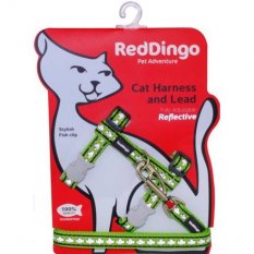 Postroj Red Dingo s vodítkem - kočka- Fish Rfx- Limetková