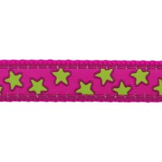 Vodítko Red Dingo 25 mm x 1,8 m - Stars Lime on Hot Pink