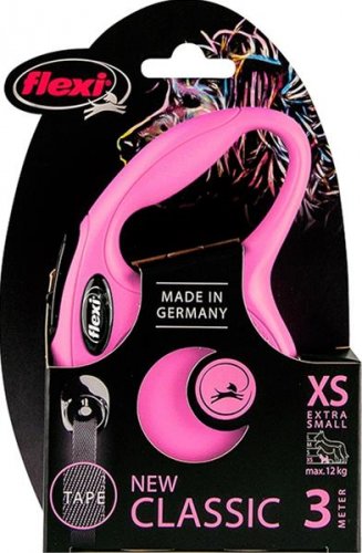 Samonavíjecí vodítko Flexi Classic NEW XS pásek 3 m růžové 12 kg