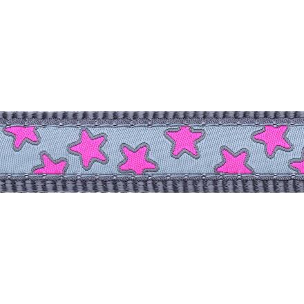 Postroj Red Dingo 15 mm x 36-54 cm - Hot Pink Stars on Grey - Velikost: S